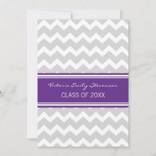 Custom Graduation Party Invitation Purple Chevron