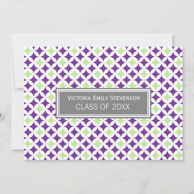 Custom Graduation Party Invitation Purple Gray (Front)