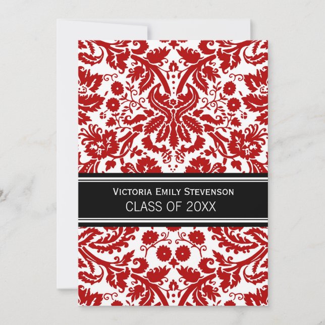 Custom Graduation Party Invitation Red Black (Front)