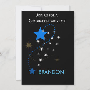 Custom Graduation Party Invitation Stars Blue on