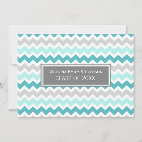Custom Graduation Party Invitation Teal Chevron