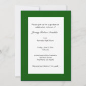 Custom Graduation Party Invite Green White Tassel (Back)