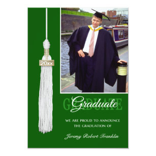 green and white graduation invitations zazzle