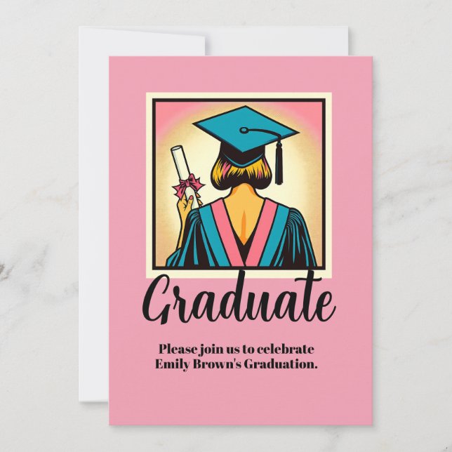 Custom Graduation Party Pop Art Invitation (Front)