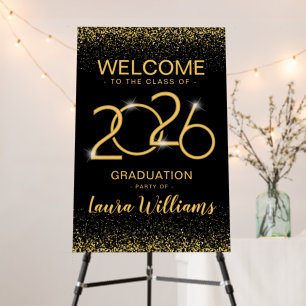 Custom Graduation Party Welcome Sign Black Gold