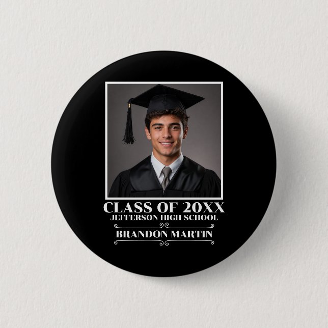 Custom Graduation Photo 2026 Graduate Proud Parent Button (Front)