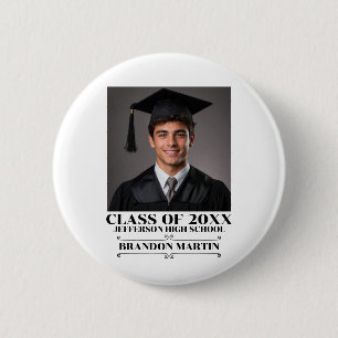 Custom Graduation Photo 2026 Graduate Proud Parent Button