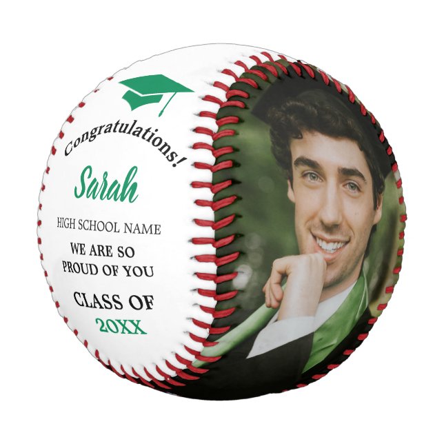 Custom Graduation Photo Class Of 2025 | Green Baseball (Angled)