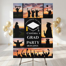Custom Graduation Photo Collage Poster Sunset Grad
