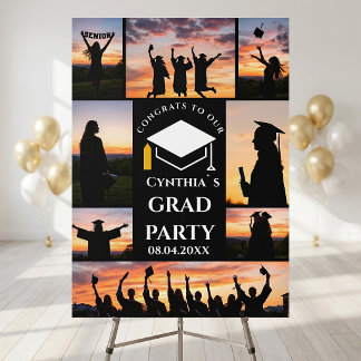 Custom Graduation Photo Collage Poster Sunset Grad