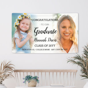 Custom Graduation Photo Collage Script Calligraphy Banner