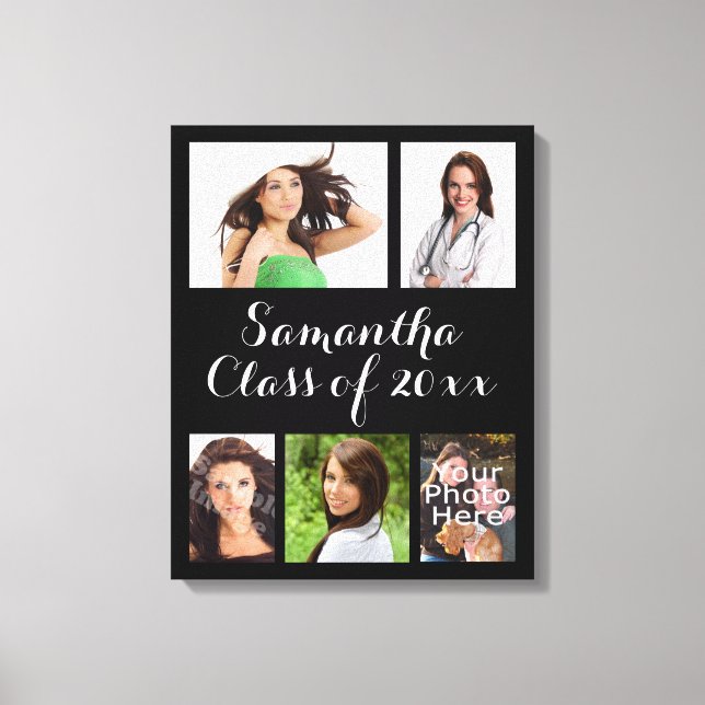 Custom Graduation Photo Collage Wrapped Canvas Print (Front)