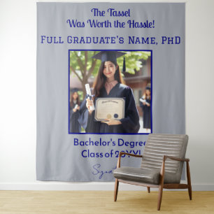 Custom Graduation Photo Navy Blue Backdrop Banner