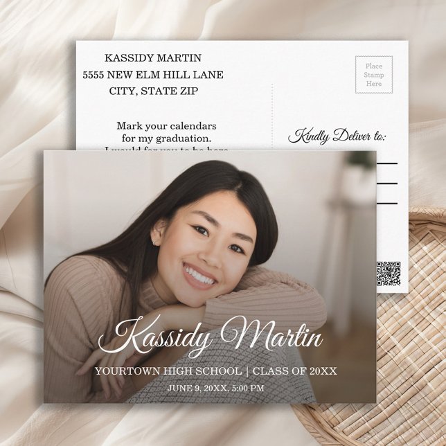 Custom Graduation Photo Save Date Postcard (Graduation Save the Date photo postcard)