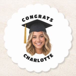 Custom Graduation Photo Simple Grad Party Paper Coaster