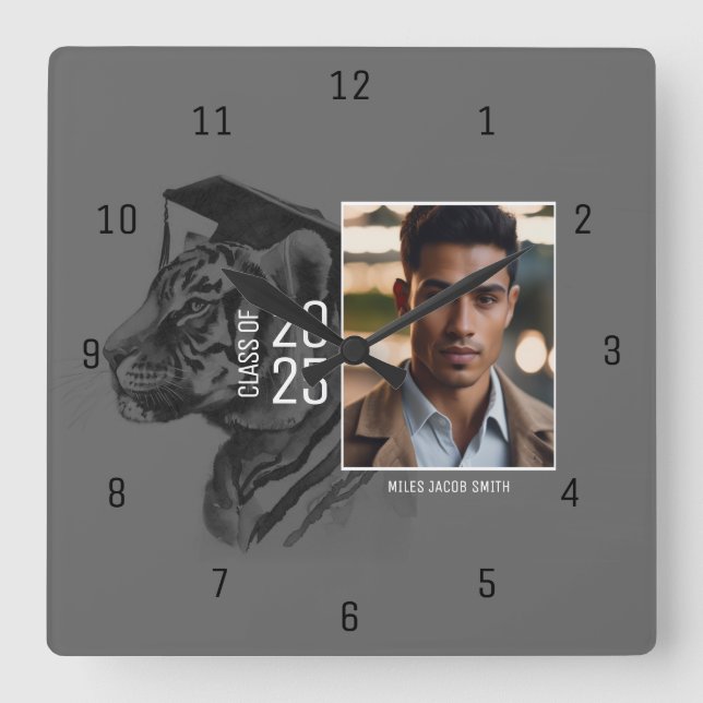 Custom Graduation Photo Square Wall Clock (Front)