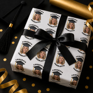 Custom Graduation Photo Stylish Congrats Graduate Wrapping Paper