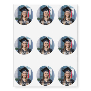 Custom Graduation Photo Temporary Tattoo Sheet