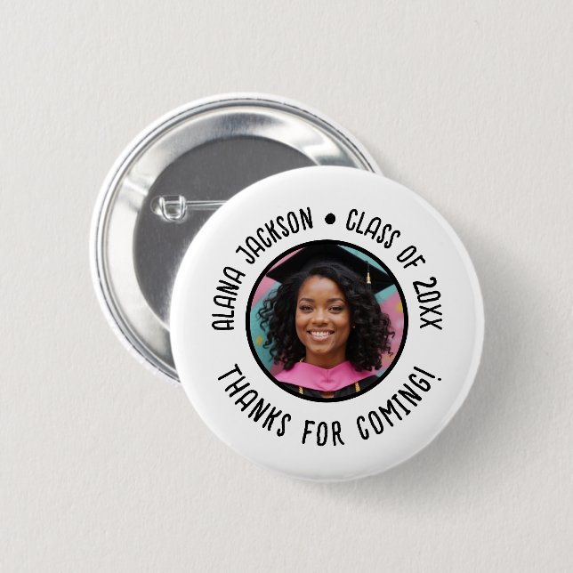 Custom Graduation Photo Thank You Favor Button (Front & Back)