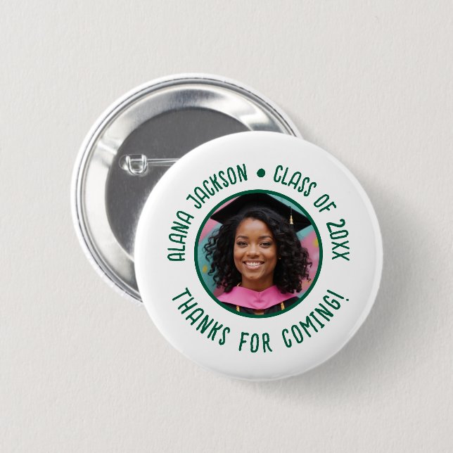 Custom Graduation Photo Thank You Favor Button (Front & Back)
