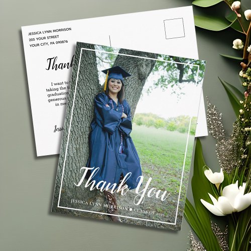 Custom Graduation Photo Thank You Postcard