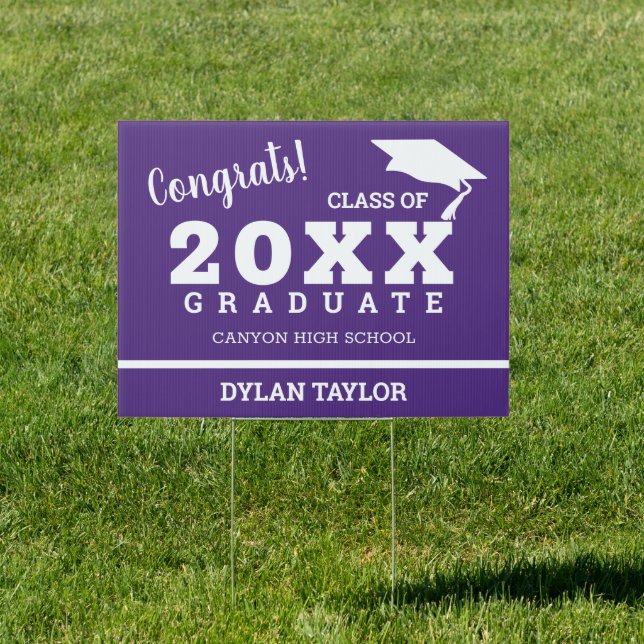 Custom Graduation Purple Yard Sign (Insitu)