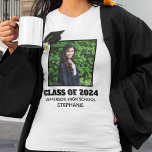 Custom Graduation Senior Portrait Photo Women's T-Shirt<br><div class="desc">These custom senior graduate t-shirts are a great way for people to see your face at the graduation ceremony. Since most school will require face masks for any gathering, everyone can see your picture, name and school to recognize you immediately. Celebrate with this funny tee for a graduating class or...</div>