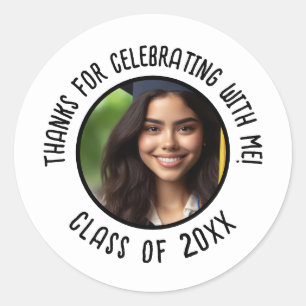 Custom Graduation Thank You Photo Classic Round Sticker