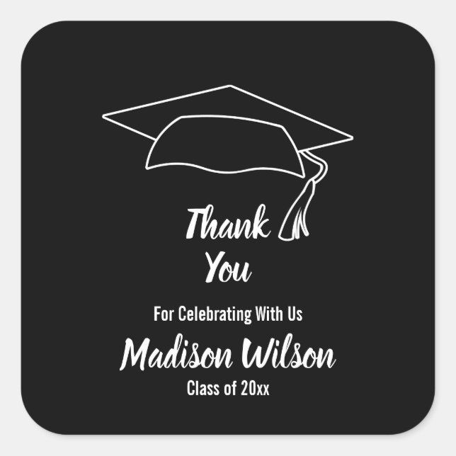 Custom Graduation Thank You Square Sticker (Front)