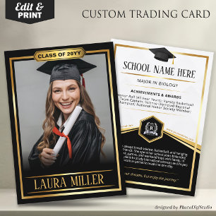 Custom Graduation Trading Card, Gold Class of 2026 Calling Card