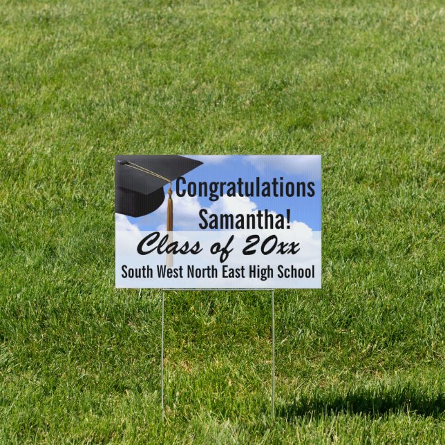 Custom Graduation Yard Sign, Blue Sky Banner Yard Sign (Insitu)