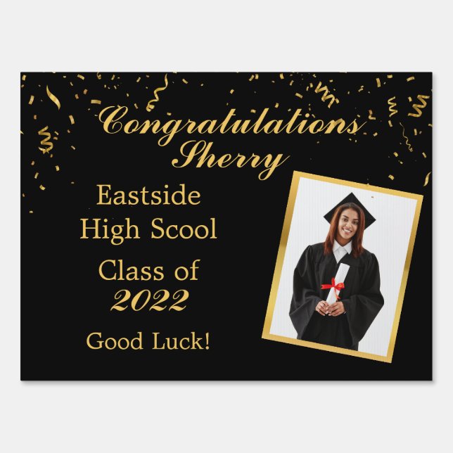 Custom Graduation Yard Sign with Photo (Front)