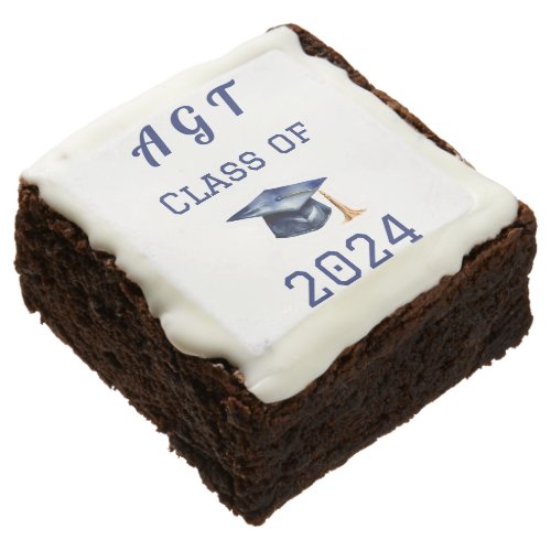 Custom Graduation Year  Monogram Blue and White Brownie