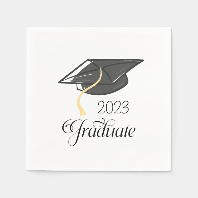 Custom Graduation Year Party Black Graduation Cap  Napkins (Front)