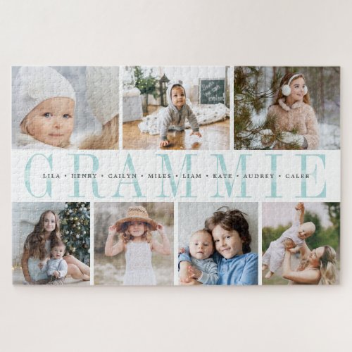 Custom Grammie 7 Photo Grandchildren Collage Jigsaw Puzzle