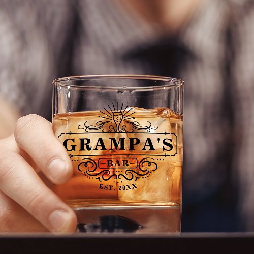 Custom Grampas Bar Year Established Glass