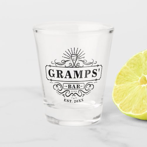 Custom Gramps Bar Year Established Shot Glass