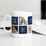 Custom Gramps Grandfather Photo Collage Coffee Mug<br><div class="desc">Create a sweet keepsake for a beloved grandpa this Father's Day or Grandparents Day with this simple design that features six of your favorite Instagram photos, arranged in a collage layout with alternating squares in navy blue, spelling out "Gramps." Personalize with favorite photos of his grandchildren for a treasured gift...</div>