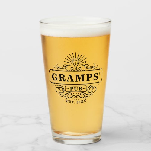 Custom Gramps Pub Year Established Glass