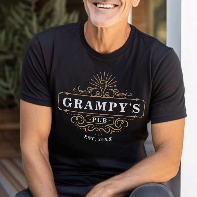 Custom Grampy's Pub Home Bar Year Established T-Shirt (Creator Uploaded)