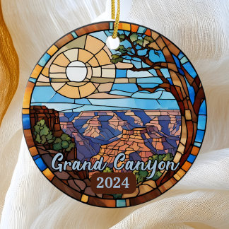Custom Grand Canyon Faux Stained Glass Ceramic Ornament