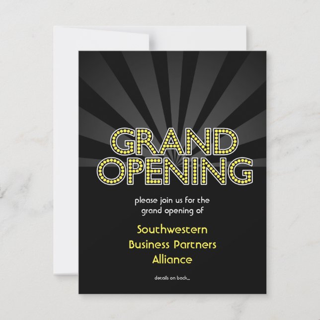 Custom Grand Opening Invitation, City Lights Invitation (Front)