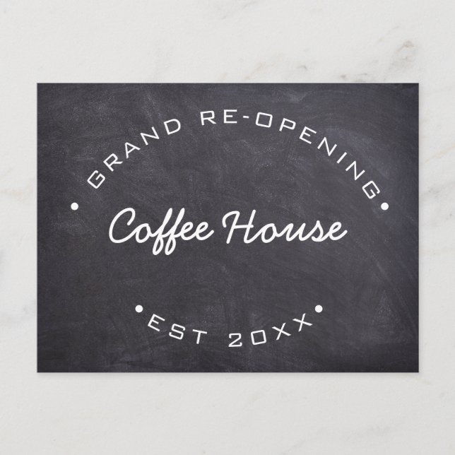 Custom Grand Re-Opening Your Coffee House Postcard (Front)