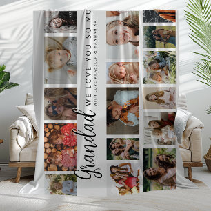 Custom Grandad 18 Photo Collage Fleece Blanket