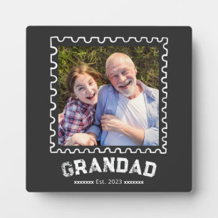 Custom Grandad Established Moden Typography Photo Plaque