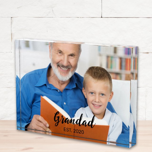 Custom Grandad Established Modern Script Photo Block (Creator Uploaded)