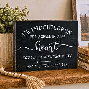 Custom Grandchildren Fill a Space in Your Heart Wooden Box Sign