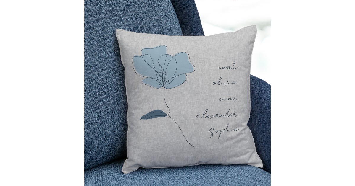 Custom Grandchildren Names Minimal Floral Script Throw Pillow | Zazzle