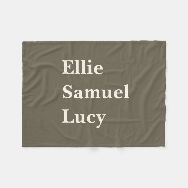 Custom Grandchildren Names Stylish Rustic Fleece B Blanket (Front (Horizontal))