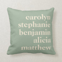 Custom Grandchildren Names Stylish Rustic Sage  Throw Pillow